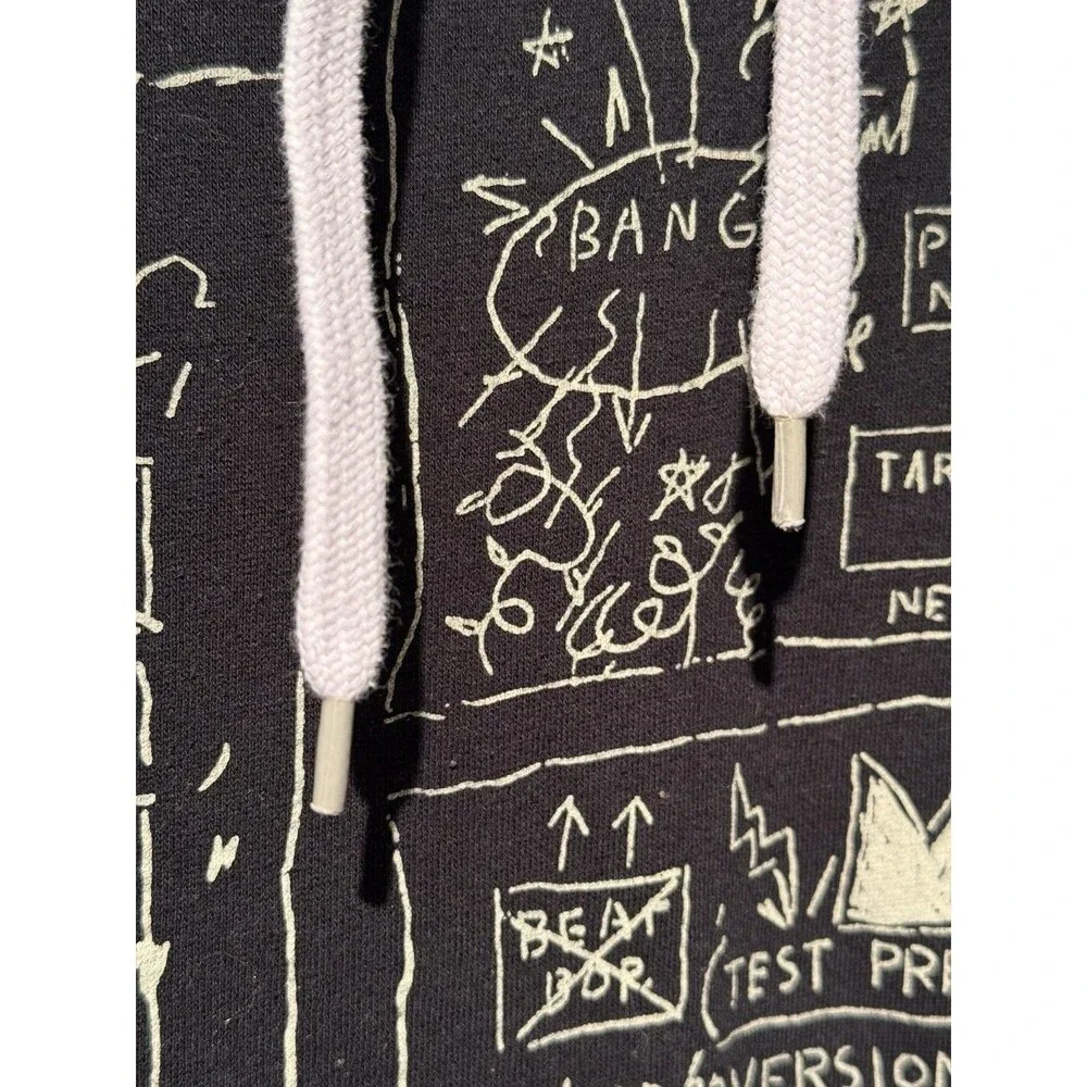 Basquiat Hoodie Mens Small Black Abstract Hooded Pockets Jean-Michel Art